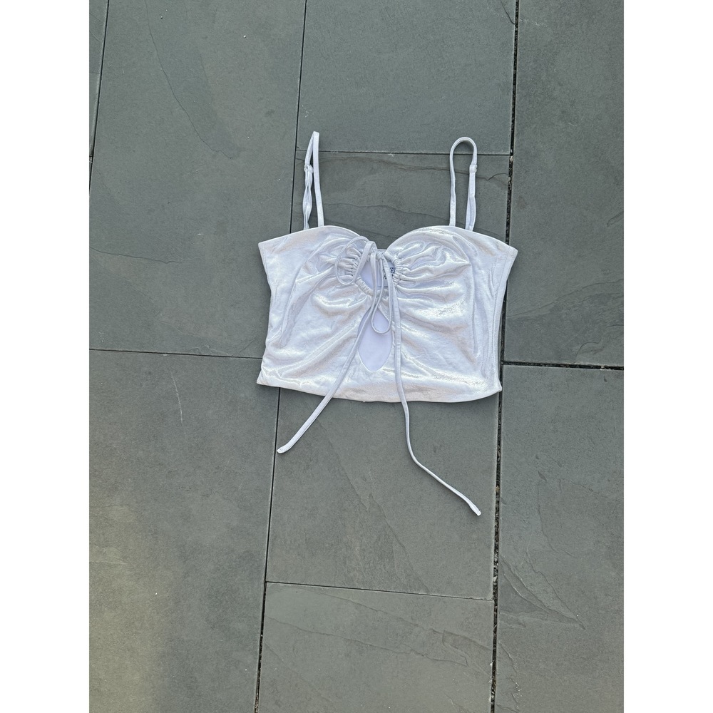 Princess Polly shimmery silver crop‎ top Size 6